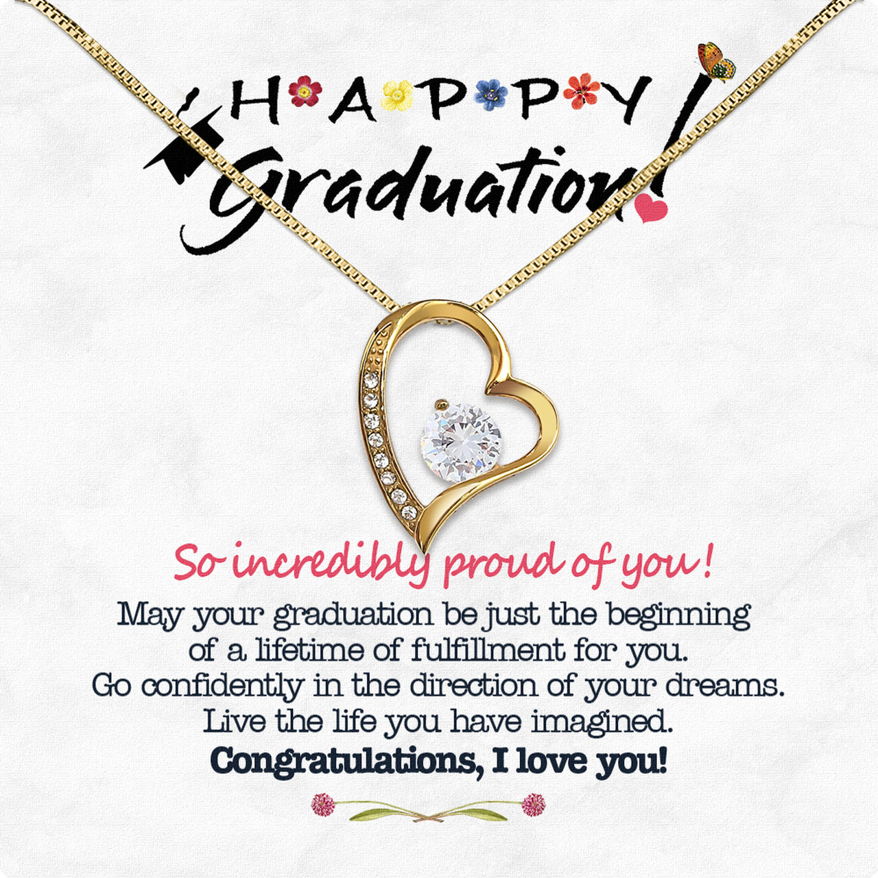 Graduation Day Personalized Message Card Necklace