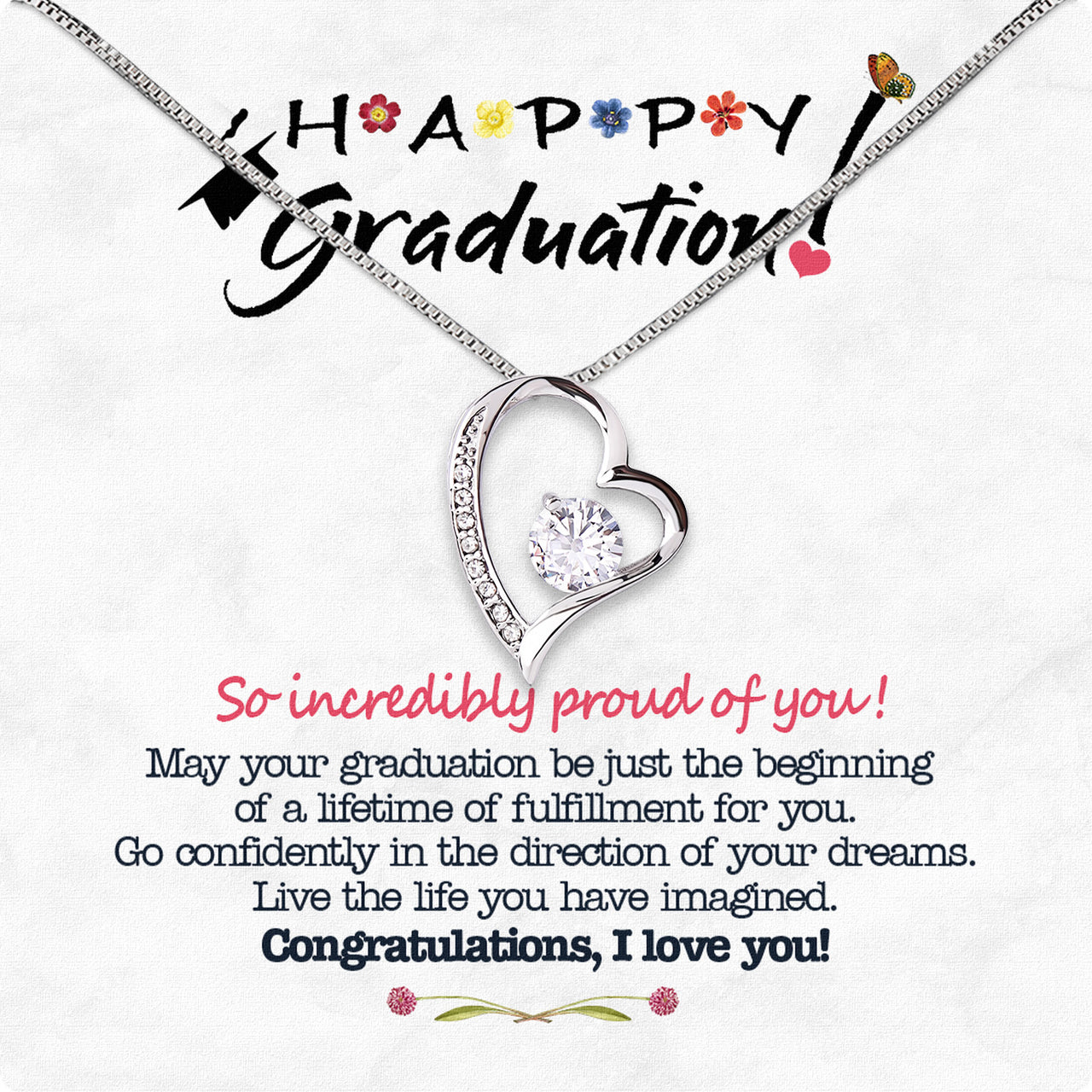 Graduation Day Personalized Message Card Necklace