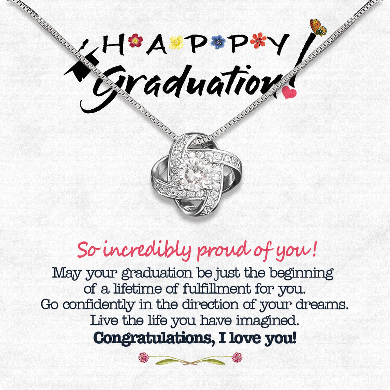 Graduation Day Personalized Message Card Necklace