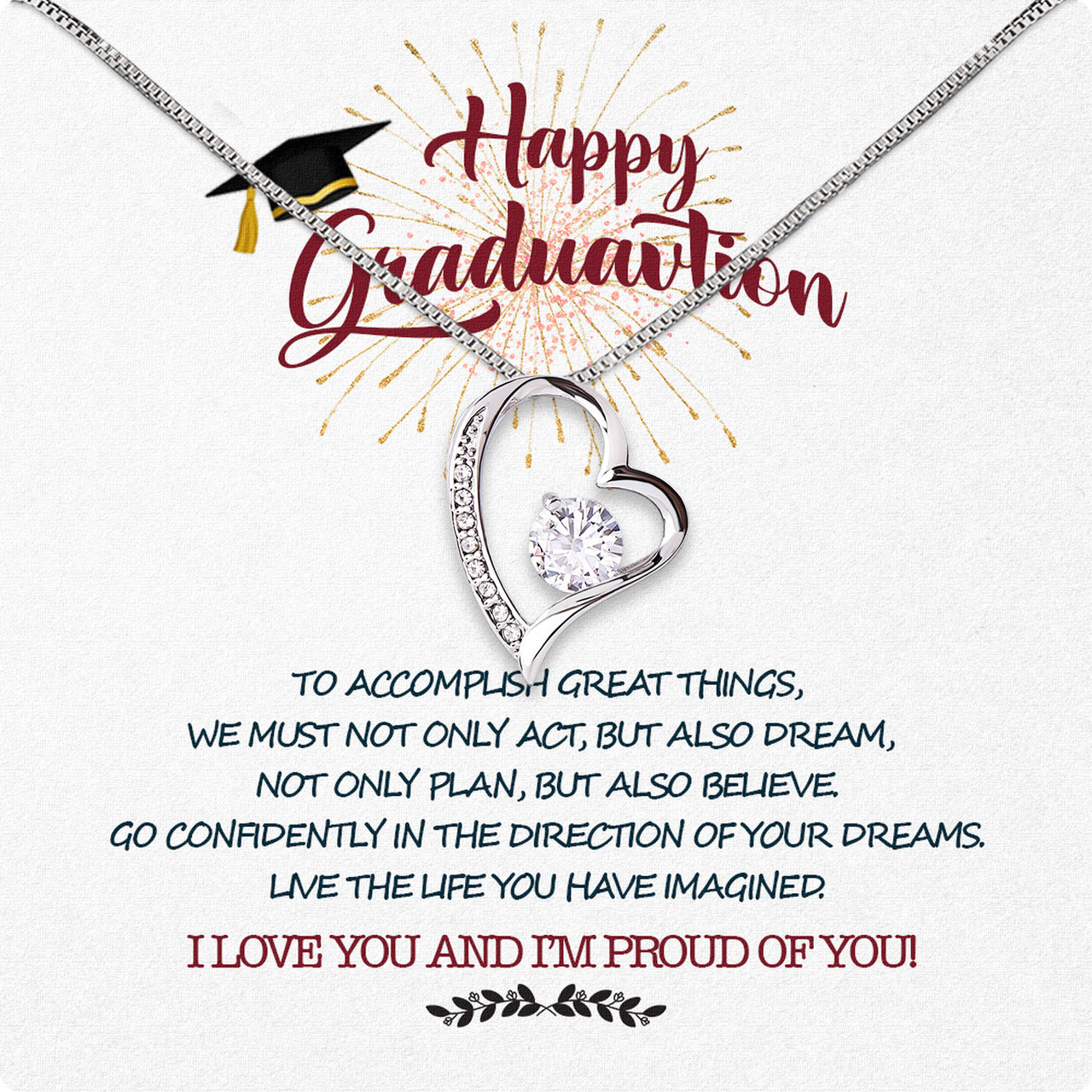 Graduation Day Personalized Message Card Necklace