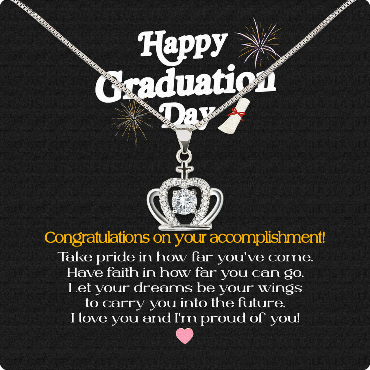 Graduation Day Personalized Message Card Necklace