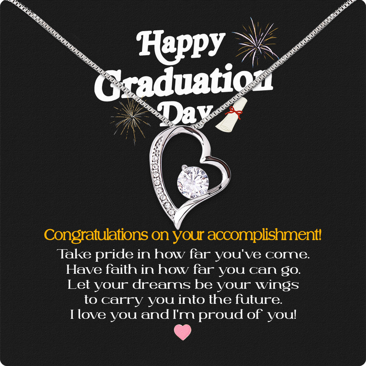 Graduation Day Personalized Message Card Necklace