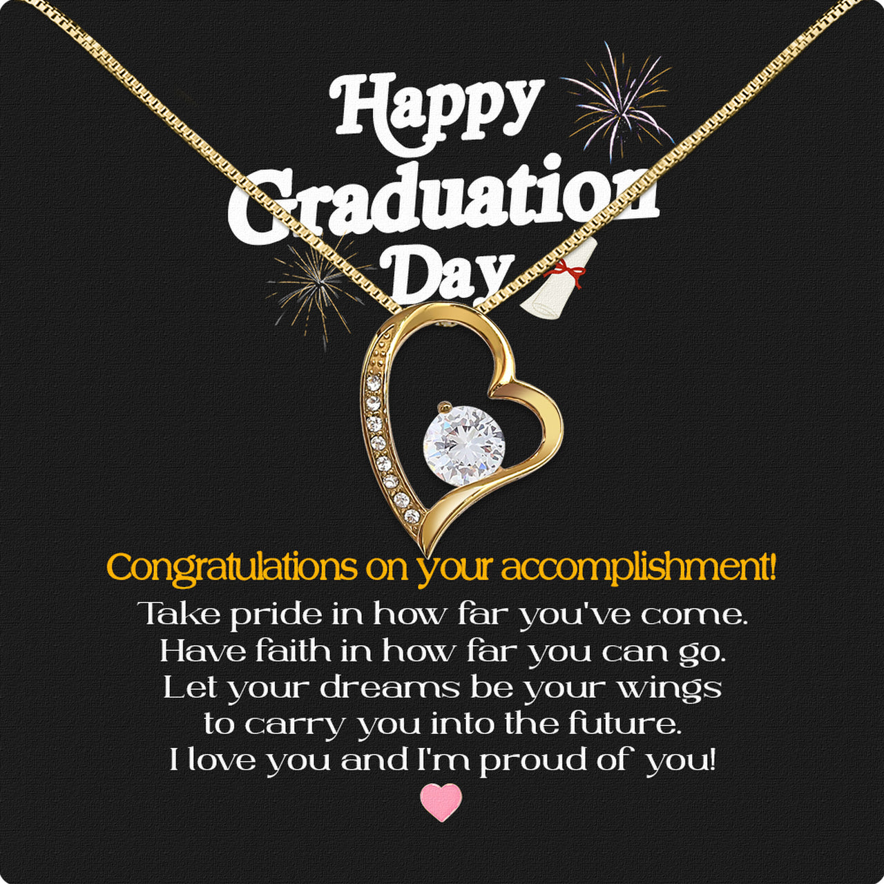 Graduation Day Personalized Message Card Necklace