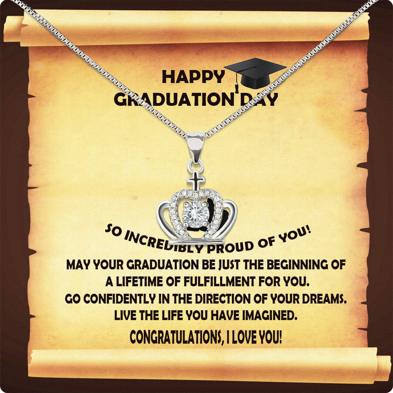 Graduation Day Personalized Message Card Necklace