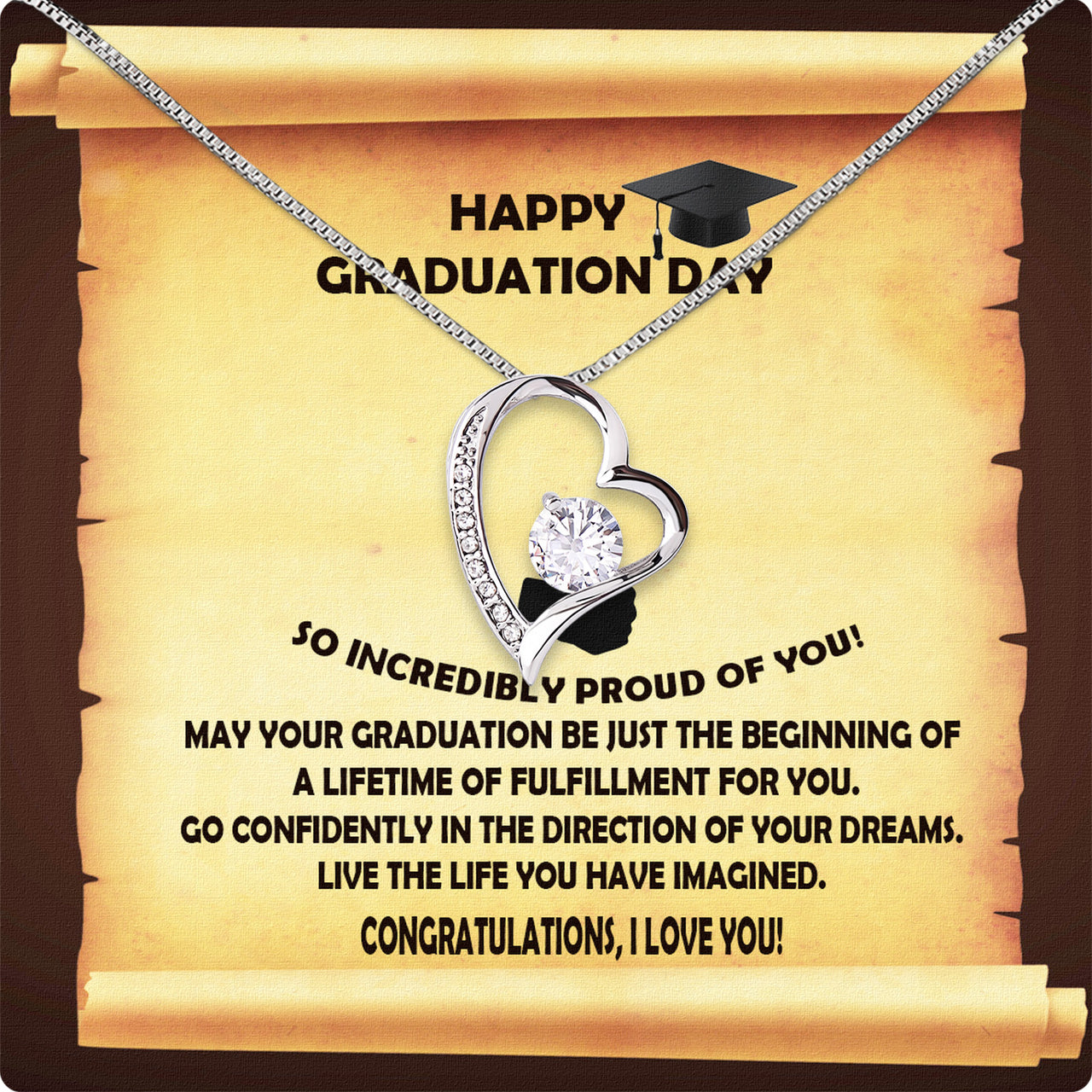 Graduation Day Personalized Message Card Necklace