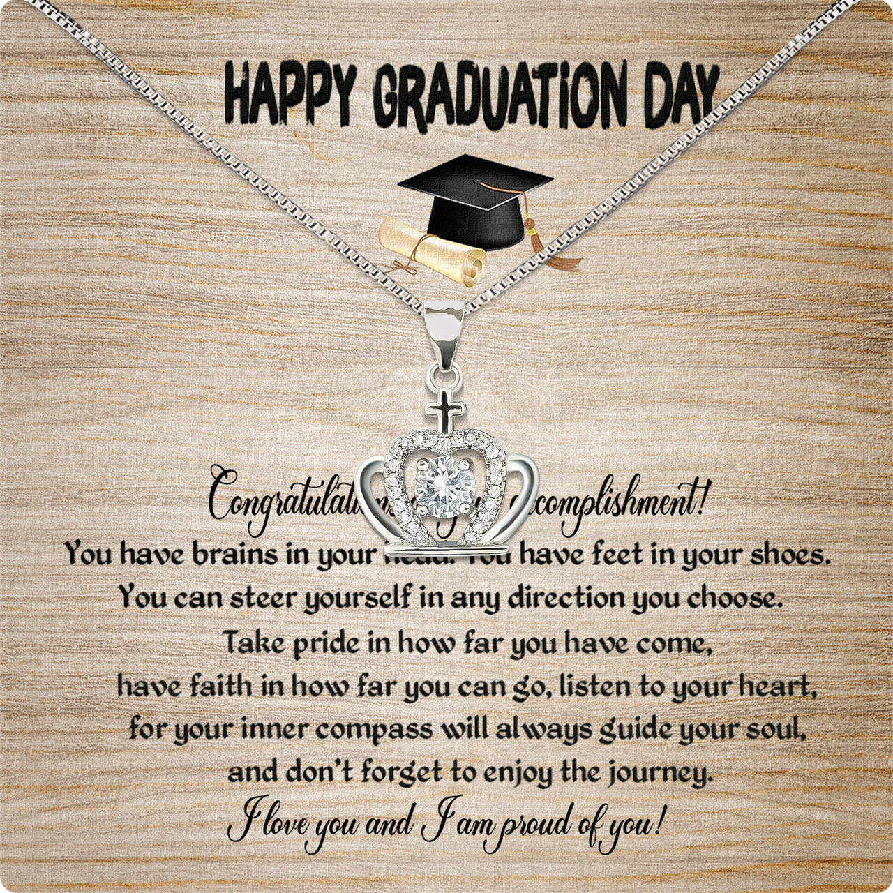 Graduation Day Personalized Message Card Necklace