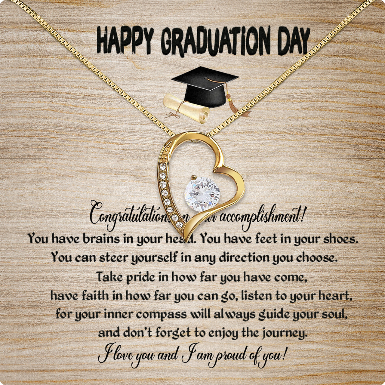 Graduation Day Personalized Message Card Necklace