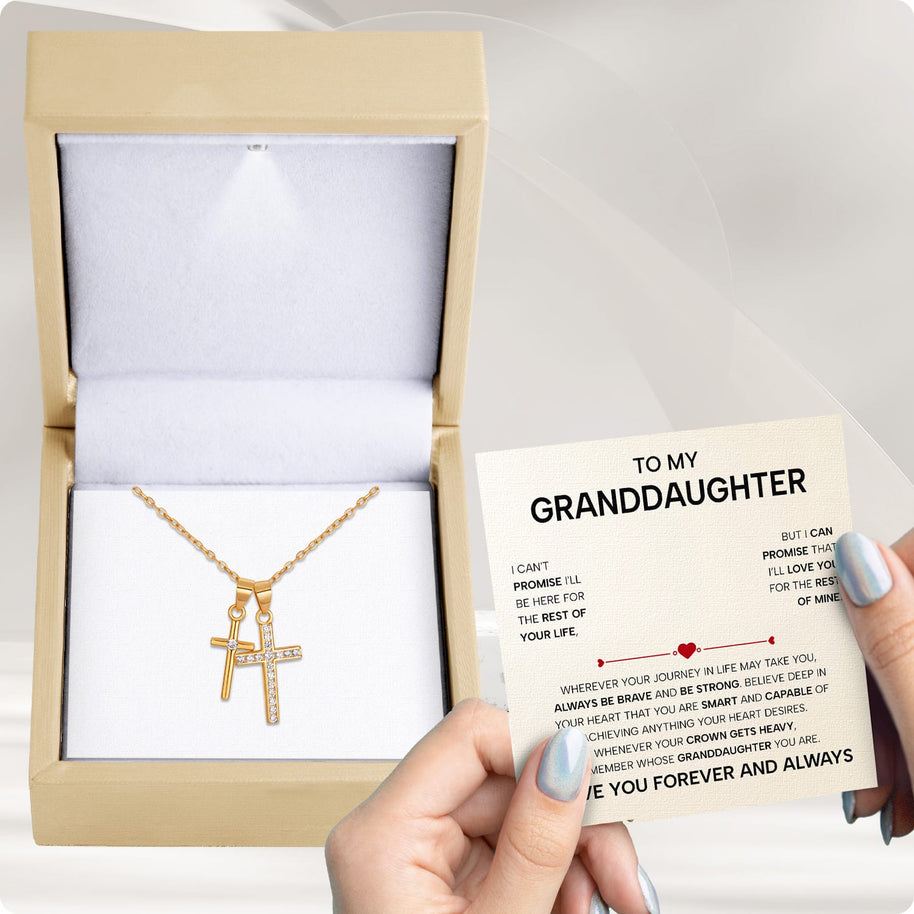 To My Granddaughter Cross Necklace With Heartfelt Message - Unique Jewelry For Granddaughter - Always Be Brave