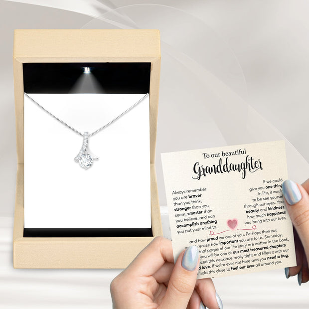 To My Granddaughter Necklace With Message Card - Your Beauty and Kindness