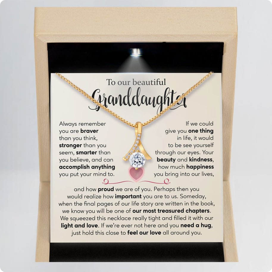 To My Granddaughter Necklace With Message Card - Your Beauty and Kindness