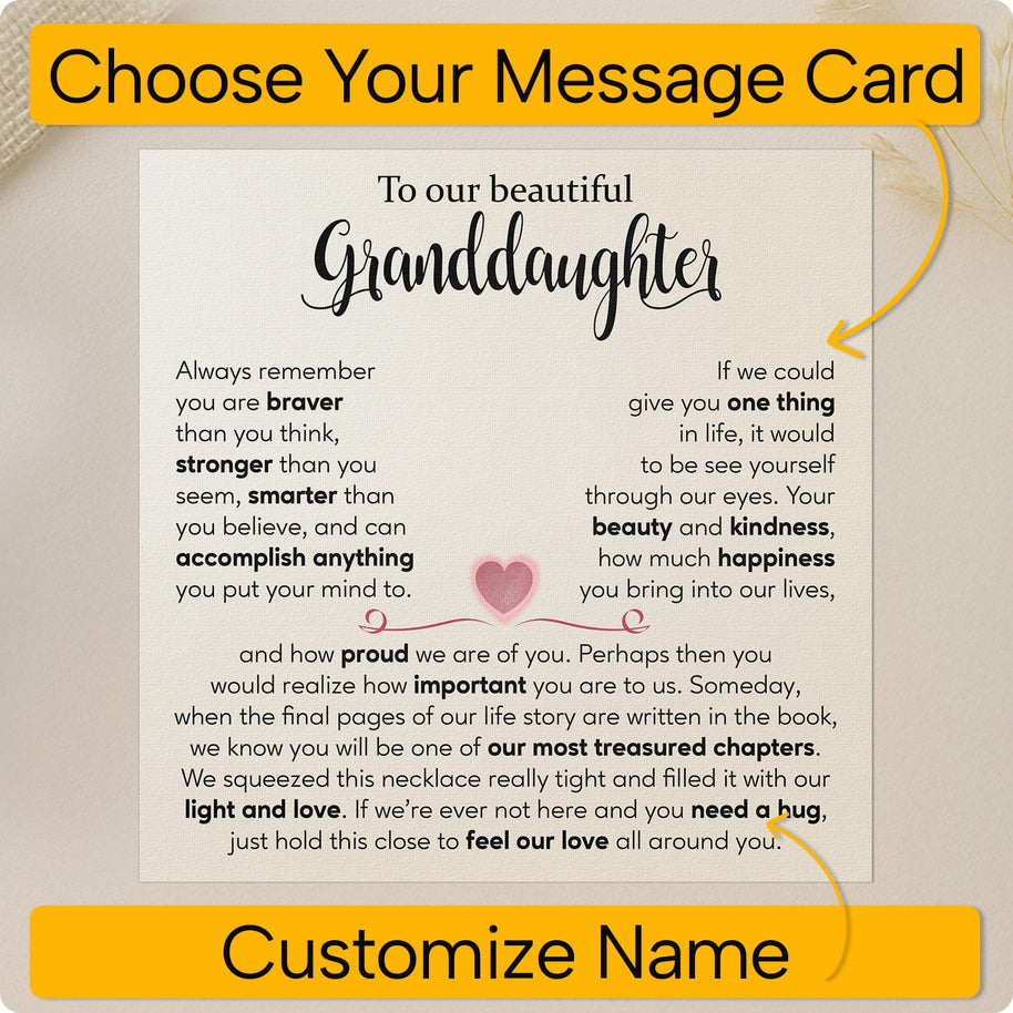 To My Granddaughter Necklace With Message Card - Your Beauty and Kindness