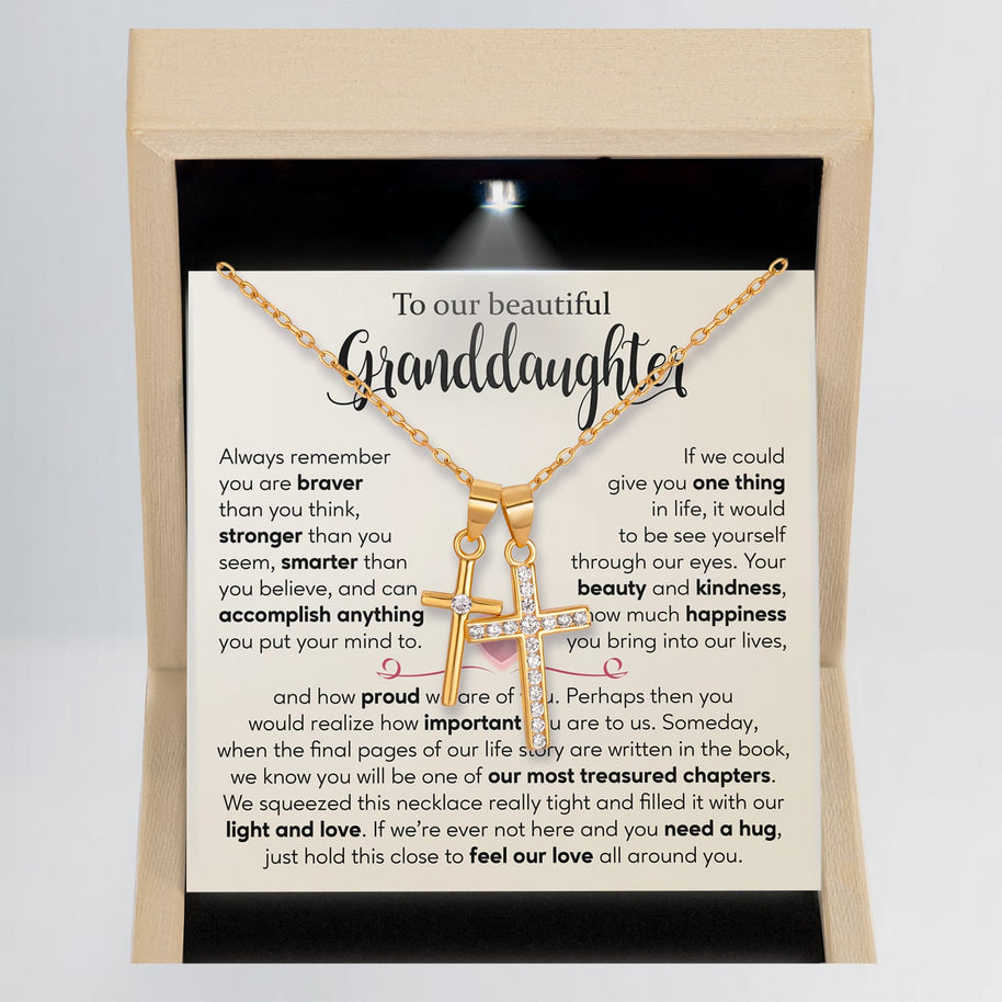 To My Granddaughter Necklace With Message Card - Your Beauty and Kindness