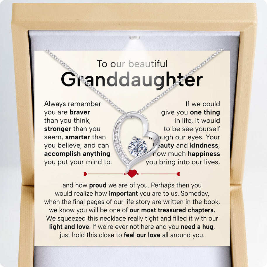 To My Granddaughter Necklace With Heartfelt Message - Unique Jewelry For Granddaughter - Treasured Chapters