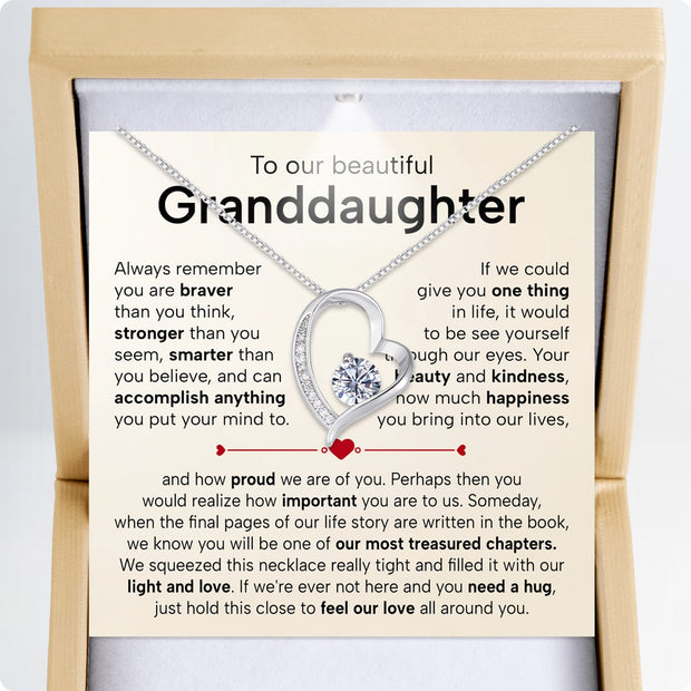 To My Granddaughter Necklace With Heartfelt Message - Unique Jewelry For Granddaughter - Treasured Chapters