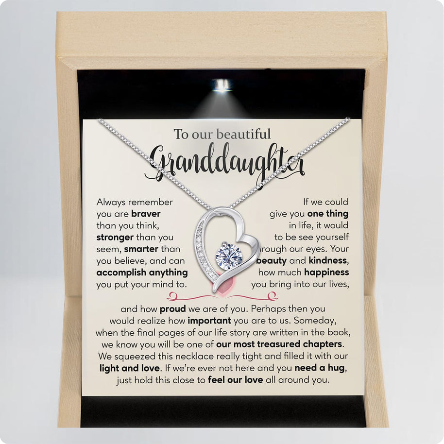 To My Granddaughter Necklace With Message Card - Your Beauty and Kindness