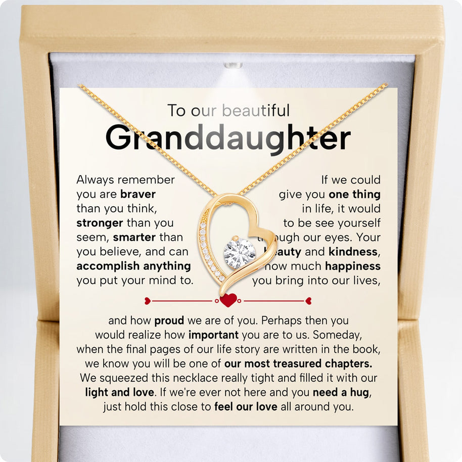 To My Granddaughter Necklace With Heartfelt Message - Unique Jewelry For Granddaughter - Treasured Chapters