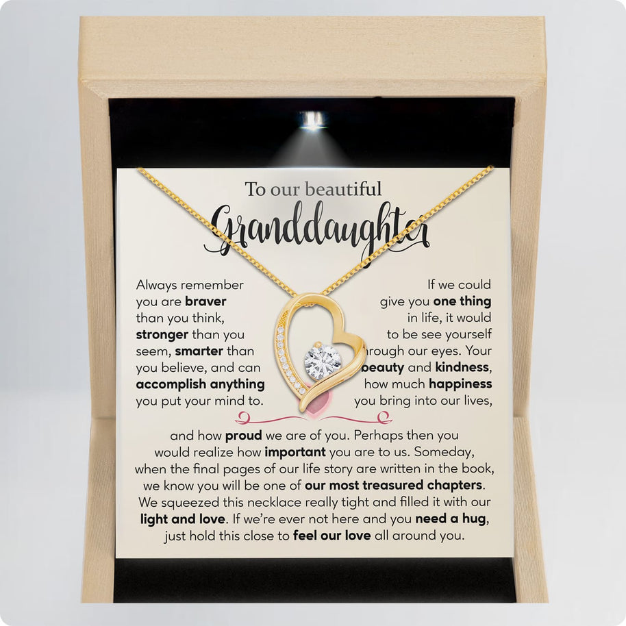 To My Granddaughter Necklace With Message Card - Your Beauty and Kindness