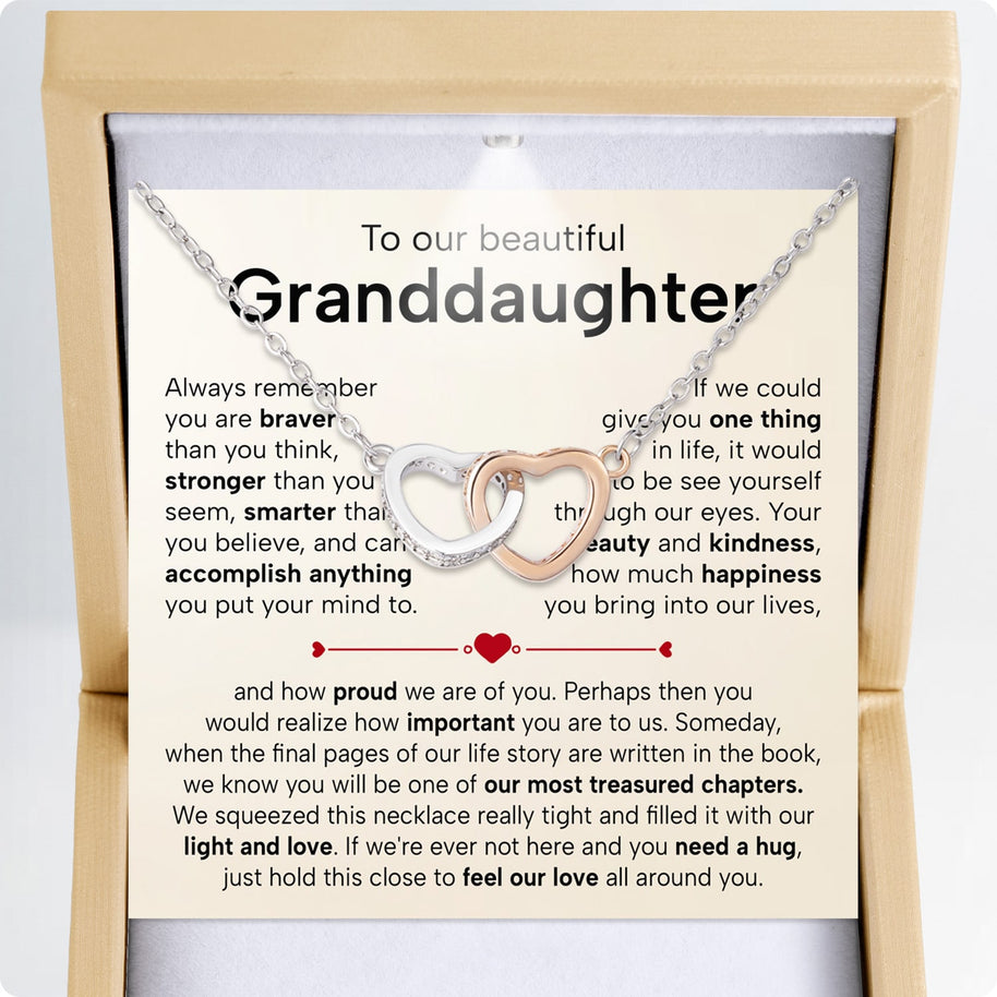 To My Granddaughter Necklace With Heartfelt Message - Unique Jewelry For Granddaughter - Treasured Chapters