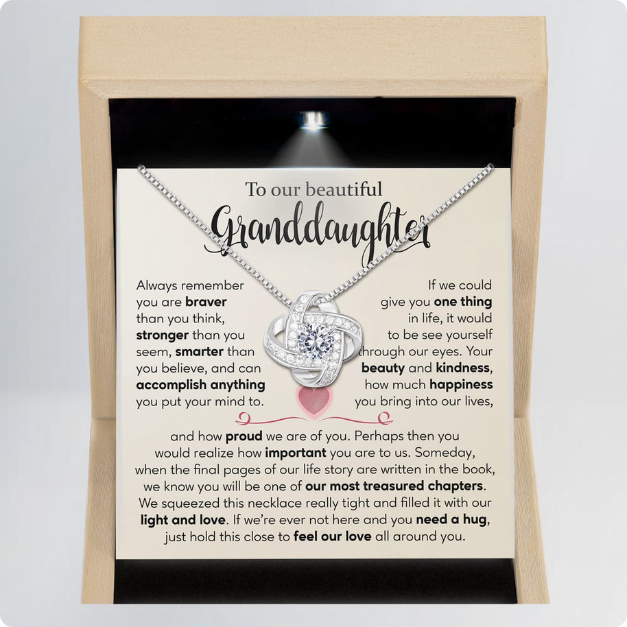 To My Granddaughter Necklace With Message Card - Your Beauty and Kindness