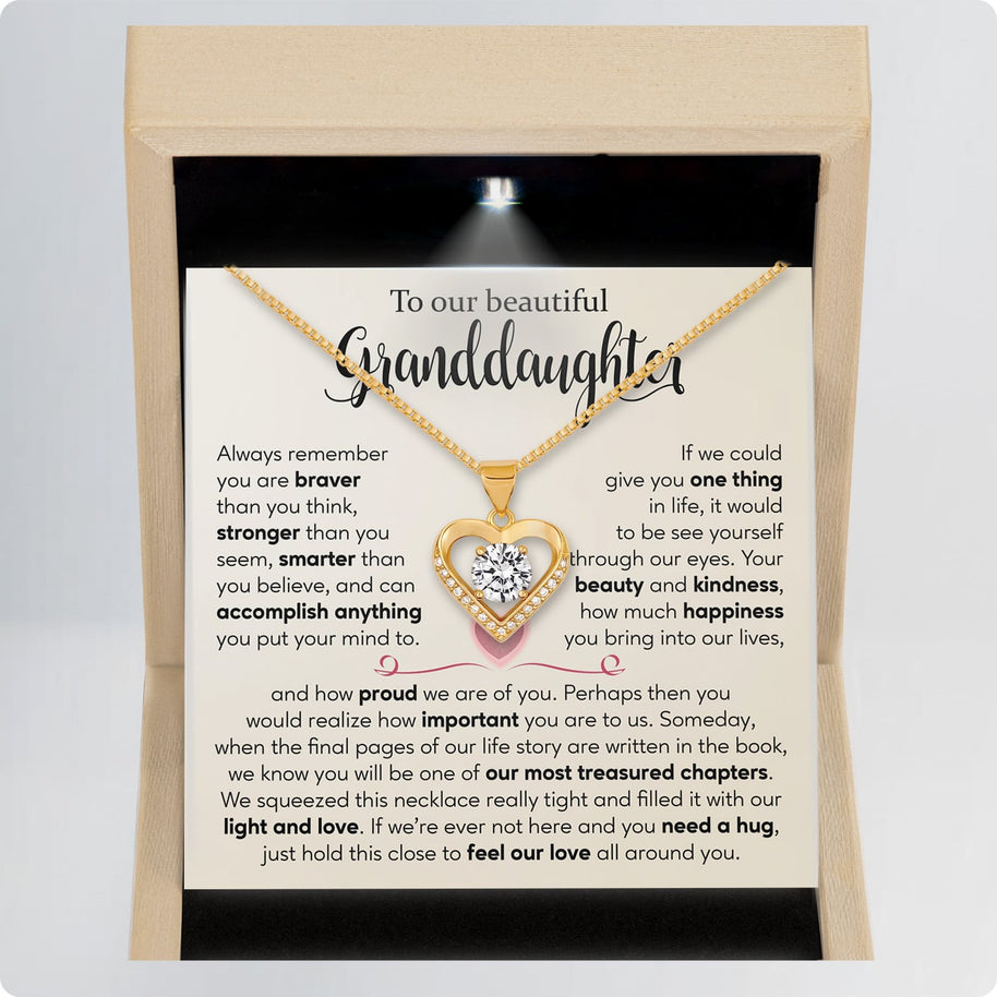 To My Granddaughter Necklace With Message Card - Your Beauty and Kindness