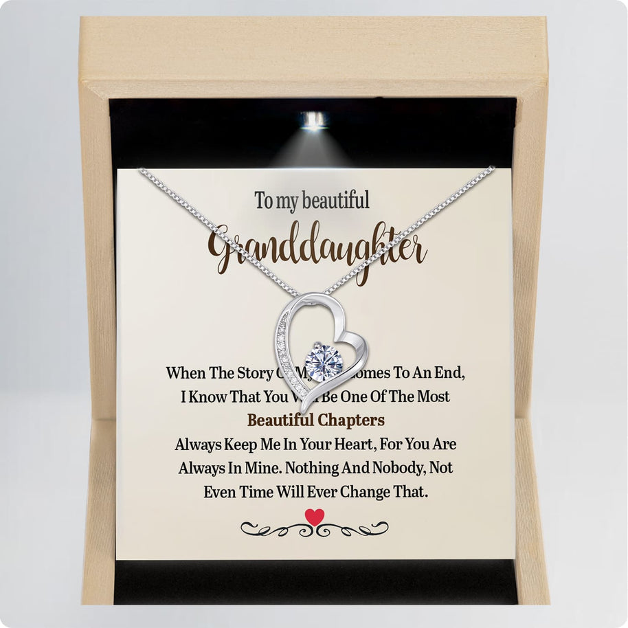 To My Granddaughter Necklace With Message Card - Nothing Will Ever Change That