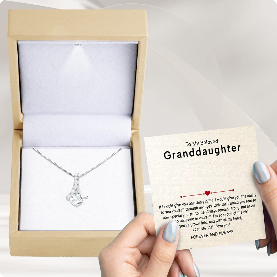 To My Granddaughter Necklace With Heartfelt Message - Unique Jewelry For Granddaughter - Proud of The Girl