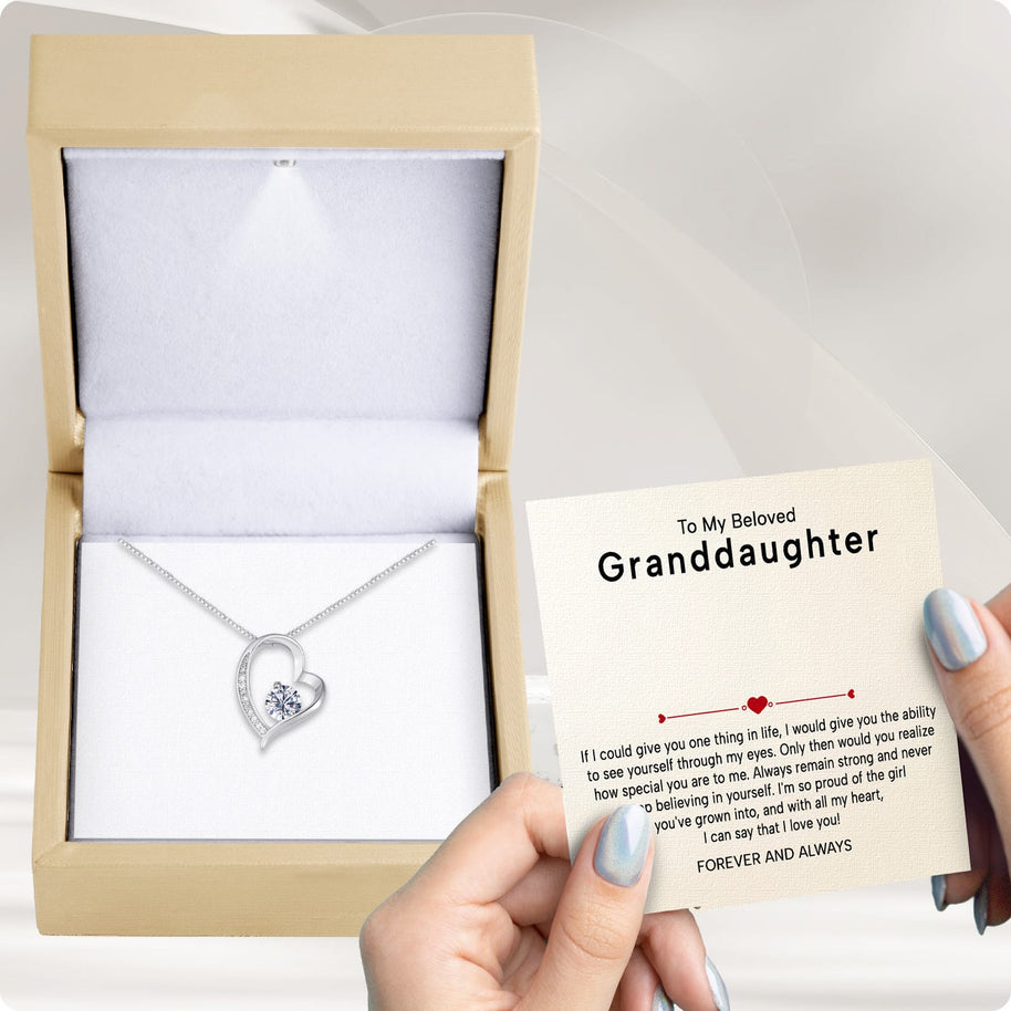 To My Granddaughter Necklace With Heartfelt Message - Unique Jewelry For Granddaughter - Proud of The Girl