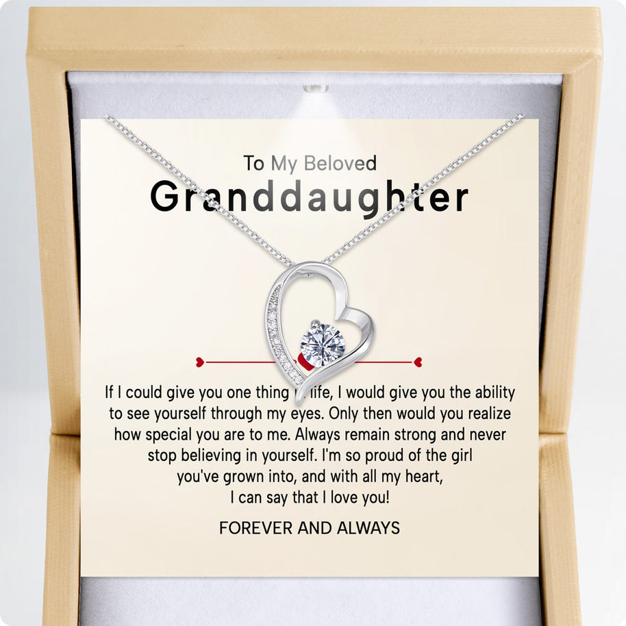 To My Granddaughter Necklace With Heartfelt Message - Unique Jewelry For Granddaughter - Proud of The Girl