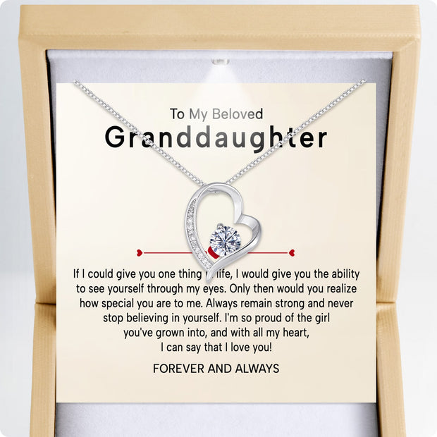 To My Granddaughter Necklace With Heartfelt Message - Unique Jewelry For Granddaughter - Proud of The Girl