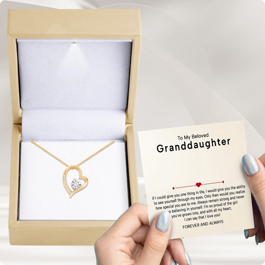 To My Granddaughter Necklace With Heartfelt Message - Unique Jewelry For Granddaughter - Proud of The Girl