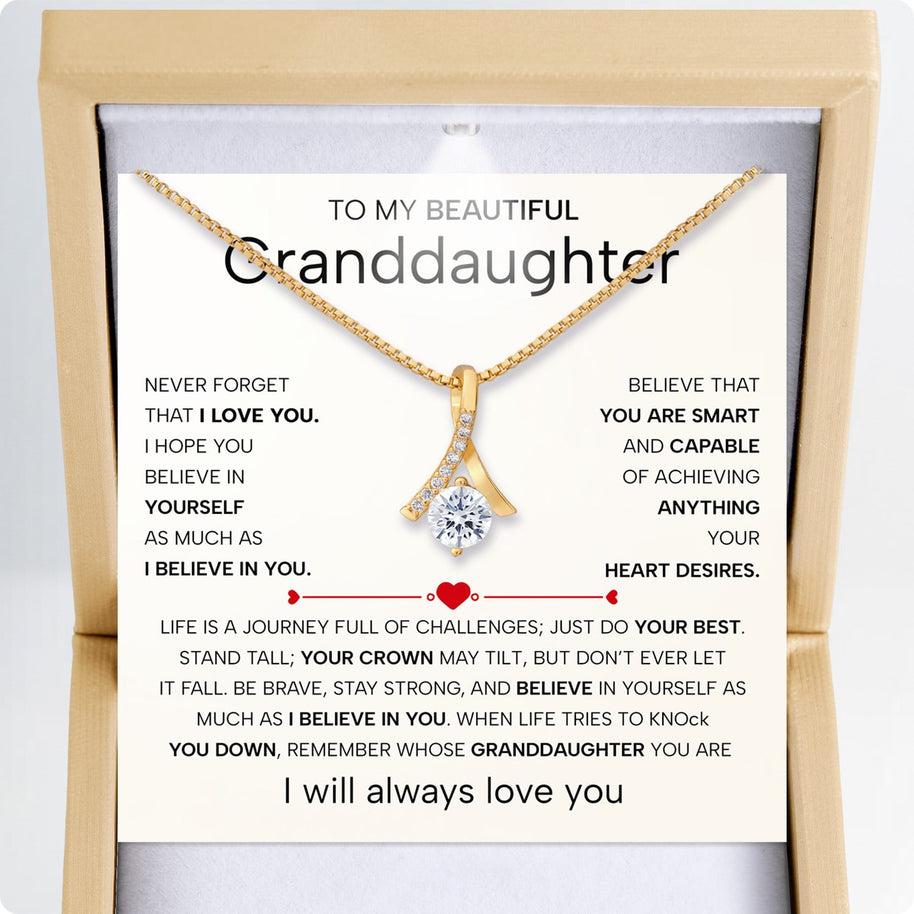 To My Granddaughter Necklace With Heartfelt Message - Unique Jewelry For Granddaughter - Believe In You