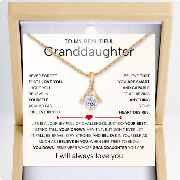 To My Granddaughter Necklace With Heartfelt Message - Unique Jewelry For Granddaughter - Believe In You