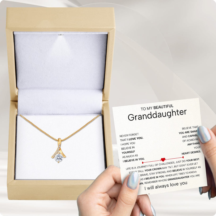 To My Granddaughter Necklace With Heartfelt Message - Unique Jewelry For Granddaughter - Believe In You