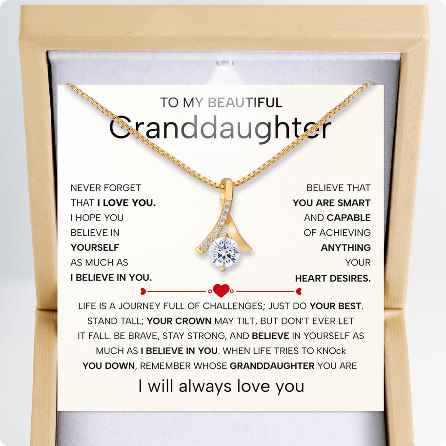 To My Granddaughter Necklace With Heartfelt Message - Unique Jewelry For Granddaughter - Believe In You