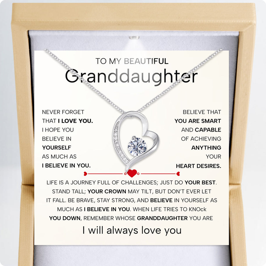 To My Granddaughter Necklace With Heartfelt Message - Unique Jewelry For Granddaughter - Believe In You