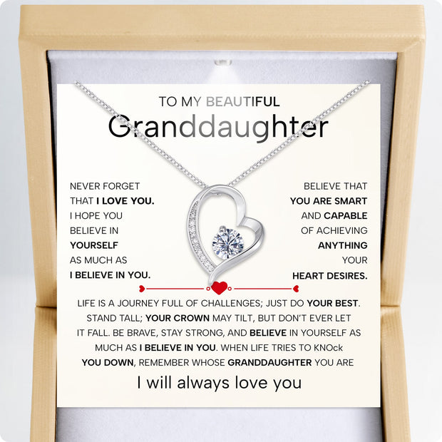 To My Granddaughter Necklace With Heartfelt Message - Unique Jewelry For Granddaughter - Believe In You
