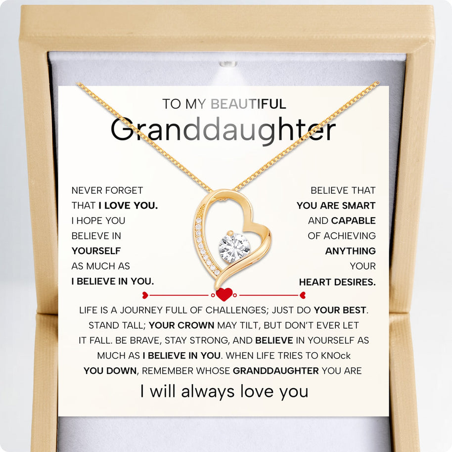 To My Granddaughter Necklace With Heartfelt Message - Unique Jewelry For Granddaughter - Believe In You