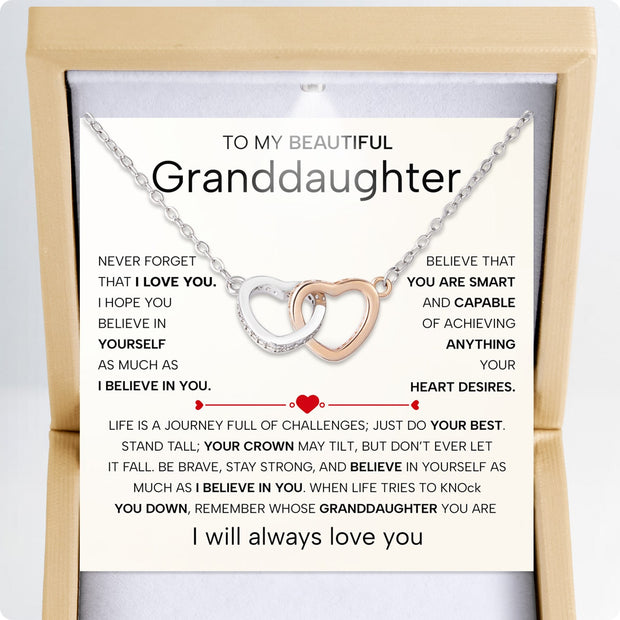 To My Granddaughter Necklace With Heartfelt Message - Unique Jewelry For Granddaughter - Believe In You