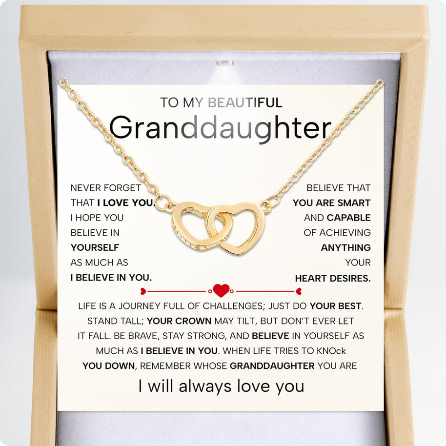 To My Granddaughter Necklace With Heartfelt Message - Unique Jewelry For Granddaughter - Believe In You