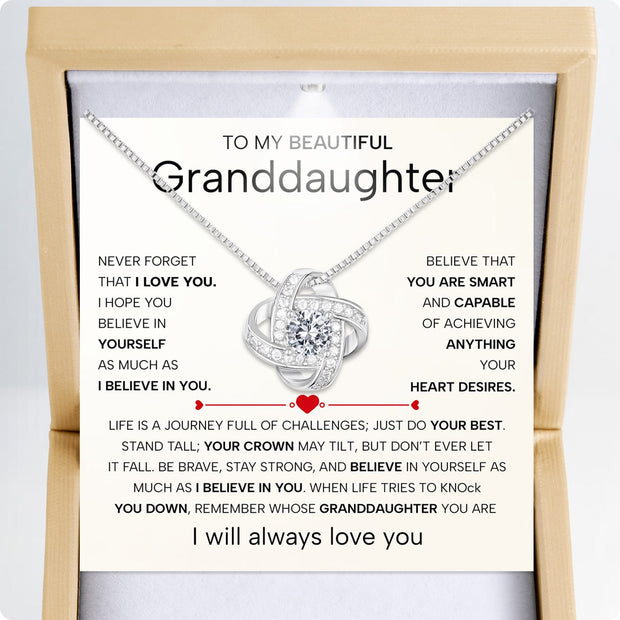 To My Granddaughter Necklace With Heartfelt Message - Unique Jewelry For Granddaughter - Believe In You