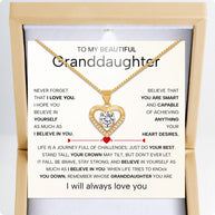 To My Granddaughter Heart Necklace With Heartfelt Message - Unique Jewelry For Granddaughter - Believe In You