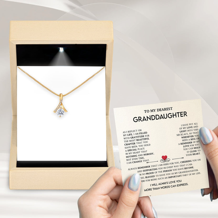 To My Granddaughter Necklace With Message Card - All of my Love and Light