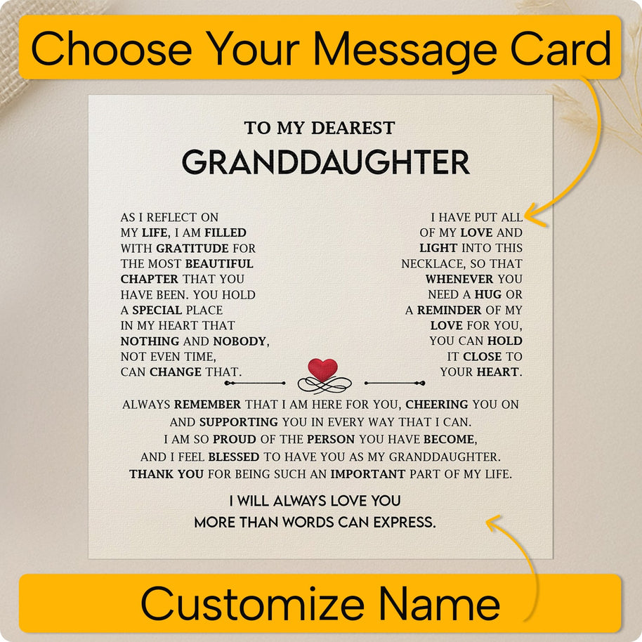 To My Granddaughter Necklace With Message Card - All of my Love and Light