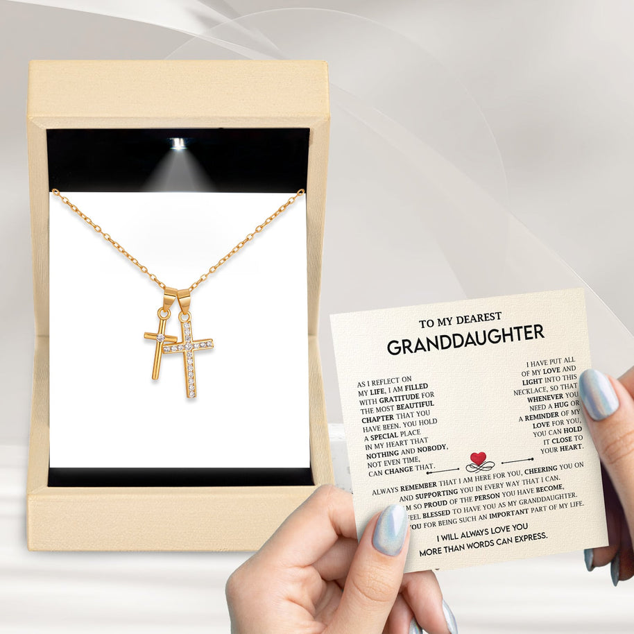 To My Granddaughter Necklace With Message Card - All of my Love and Light
