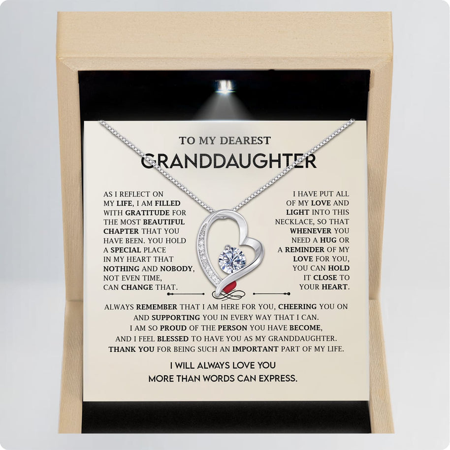 To My Granddaughter Necklace With Message Card - All of my Love and Light