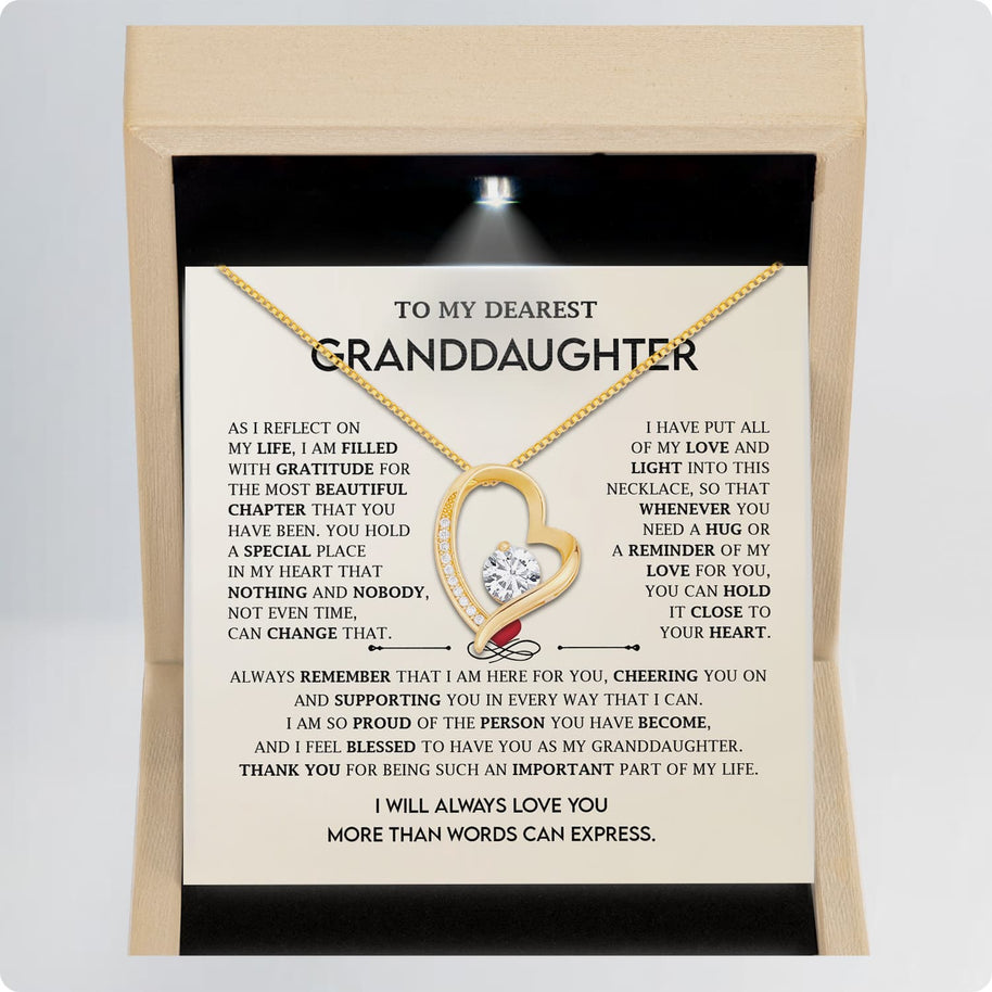 To My Granddaughter Necklace With Message Card - All of my Love and Light