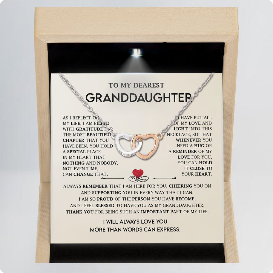 To My Granddaughter Necklace With Message Card - All of my Love and Light