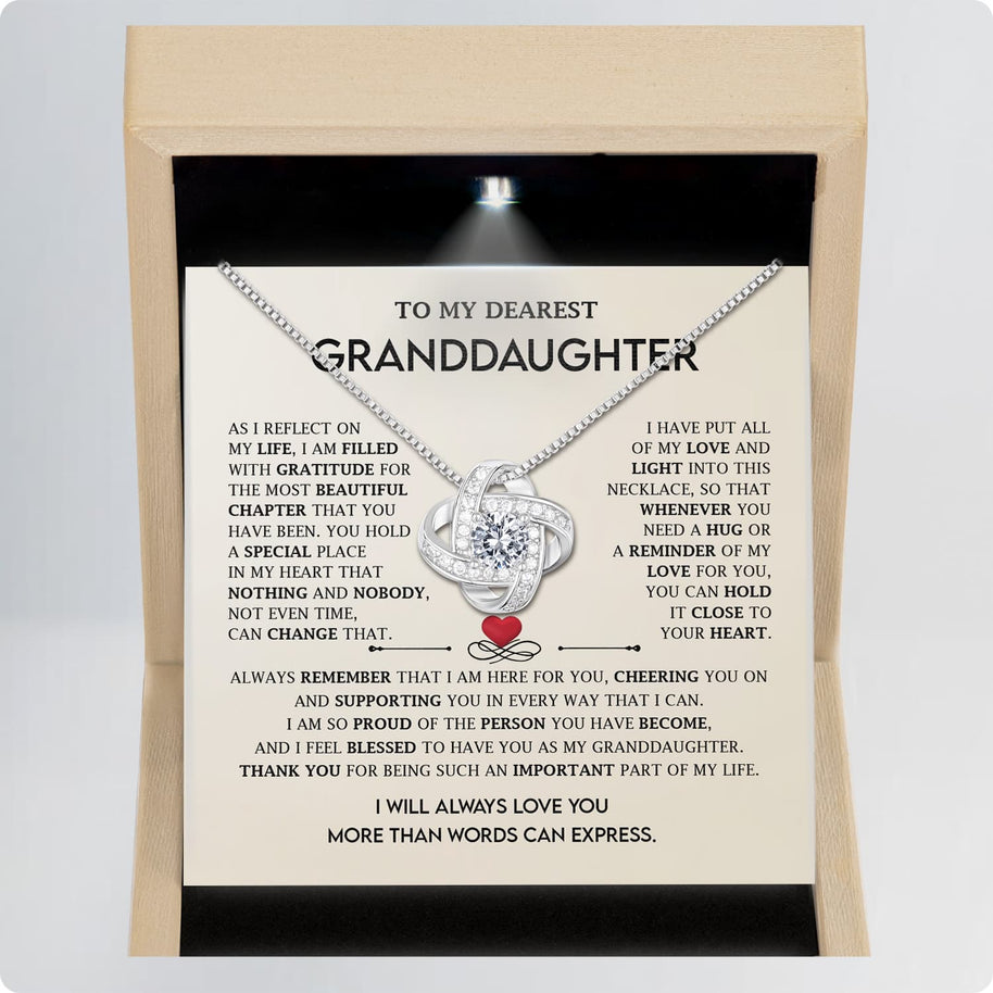 To My Granddaughter Necklace With Message Card - All of my Love and Light