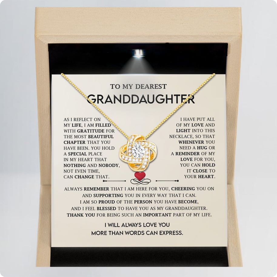 To My Granddaughter Necklace With Message Card - All of my Love and Light