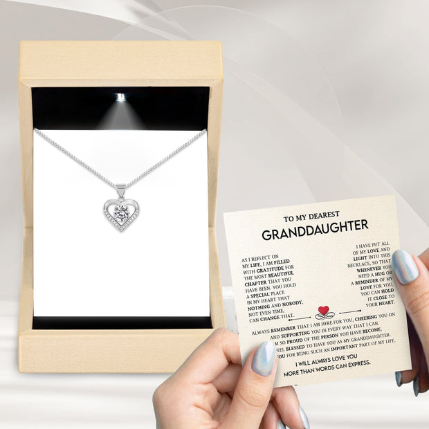 To My Granddaughter Necklace With Message Card - All of my Love and Light
